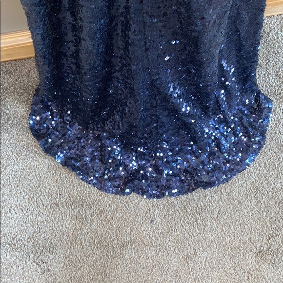 Navy Sequined Prom Dress - Picture 7 of 9